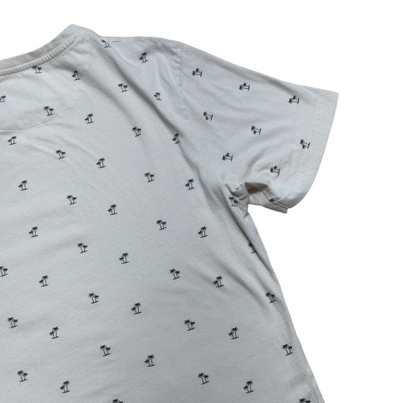 Denim & Flower Beige Palm Tree Print 100% Cotton Short Sleeve Tee Men’s US S - Picture 6 of 8